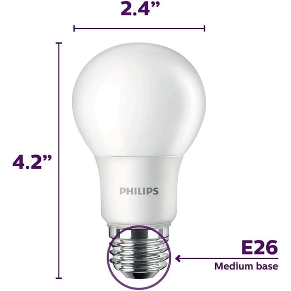 LED Non-Dimmable A19 Frosted Light Bulb: 800-Lumen, 5000-Kelvin, 9-Watt (60-Watt Equivalent), E26 Base, Daylight, 4-Pack