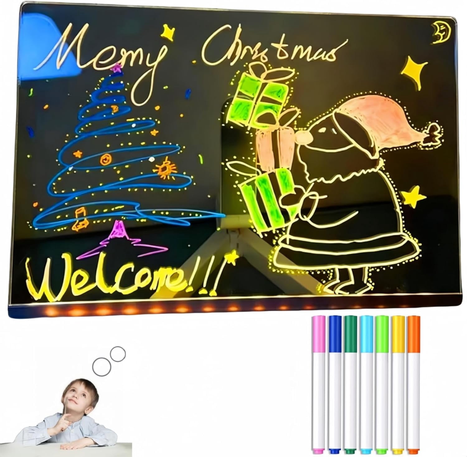 LED Note Board with 7 Colors Pen, Led Acrylic Message Board, Led Note ...