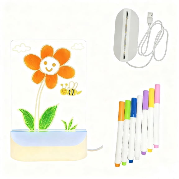 LED Note Board with 7 Colors Pens,LED Drawing Message Note Board 3 Colors Light Acrylic Dry Erase Lumi B-oard 2 Modes as Night Light for Kids Room/Store/Office Ideal Gift for Festival Decoration