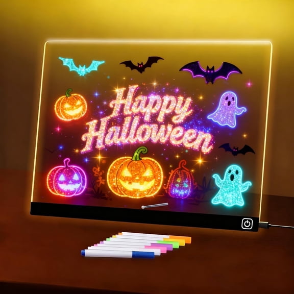 LED Note Board with Colors, 11.8"X7.8" Led Drawing Board for Kids with Stand and 7 Markers, as Night Light for Room/Store/Office Ideal Gift for Festival Decoration