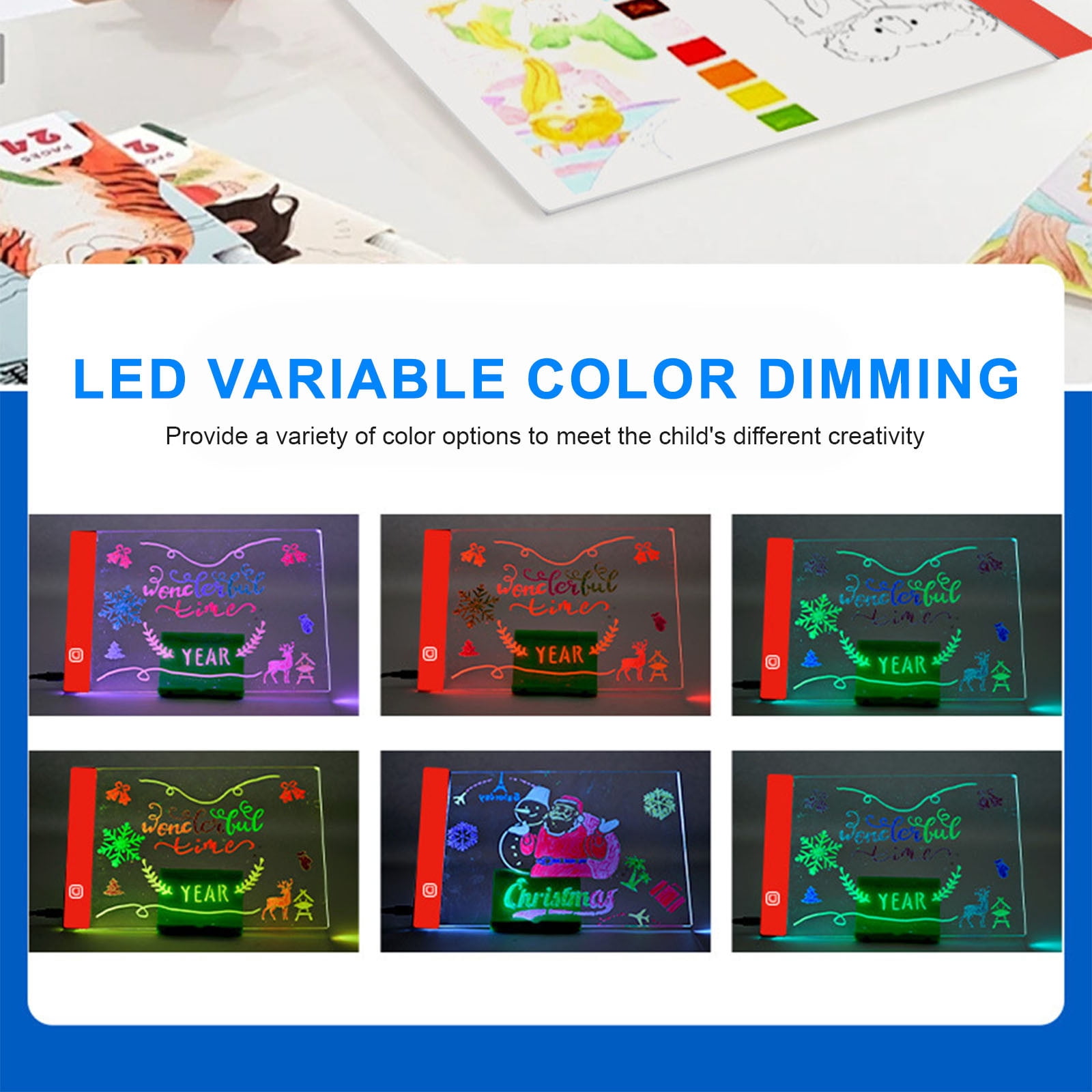 Pizarra Magnética Con Luz Para Niños LED Light Up Acrylic Message Board ...