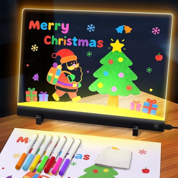 Daletu Led Acrylic Drawing Board ,Glowing Acrylic Message Board with 7 Color Pens and Adjustable Stand for Kids Birthday Gift-NEW(11.8*7.8in)