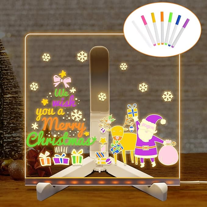 LED Note Board with Colors, Glowing Acrylic Dry Erase Board, Light Up ...