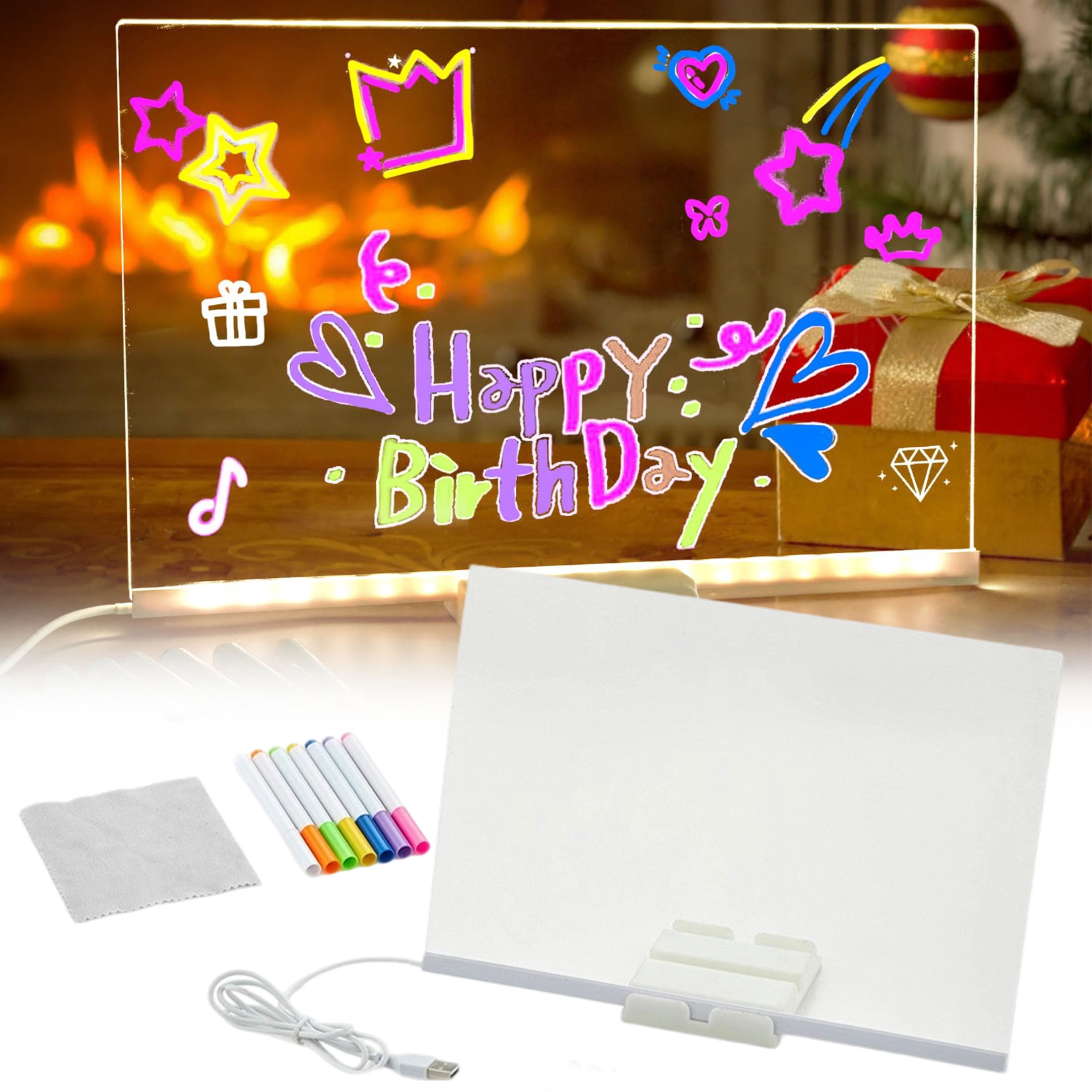 LED Note Board with Colors - Illuminated Acrylic Message Board with 7 ...