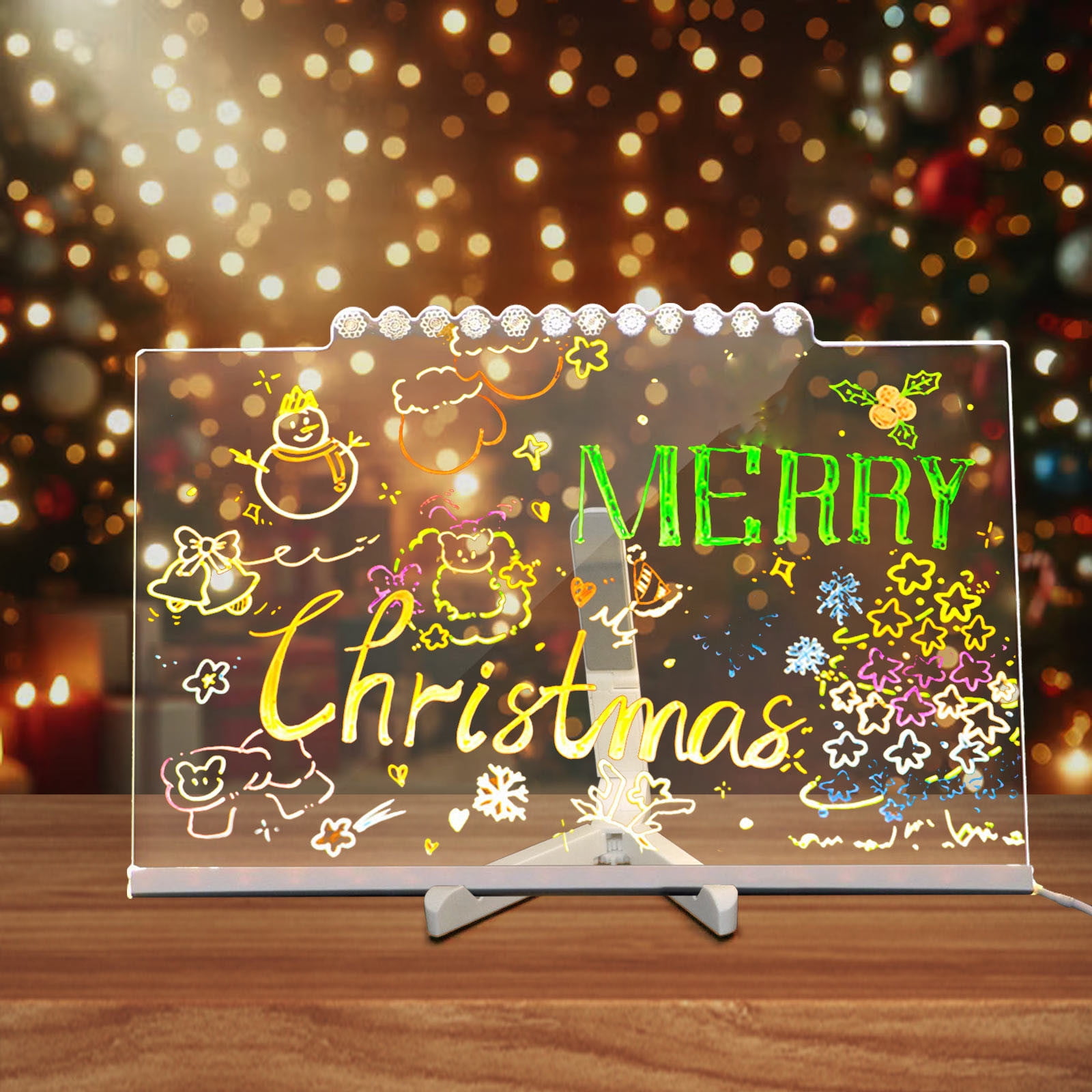 LED Note Board With Night Light 7 Colors Pen Acrylic Message Board DIY Children‘s Illuminated Drawing Board Kids Birthday Gift