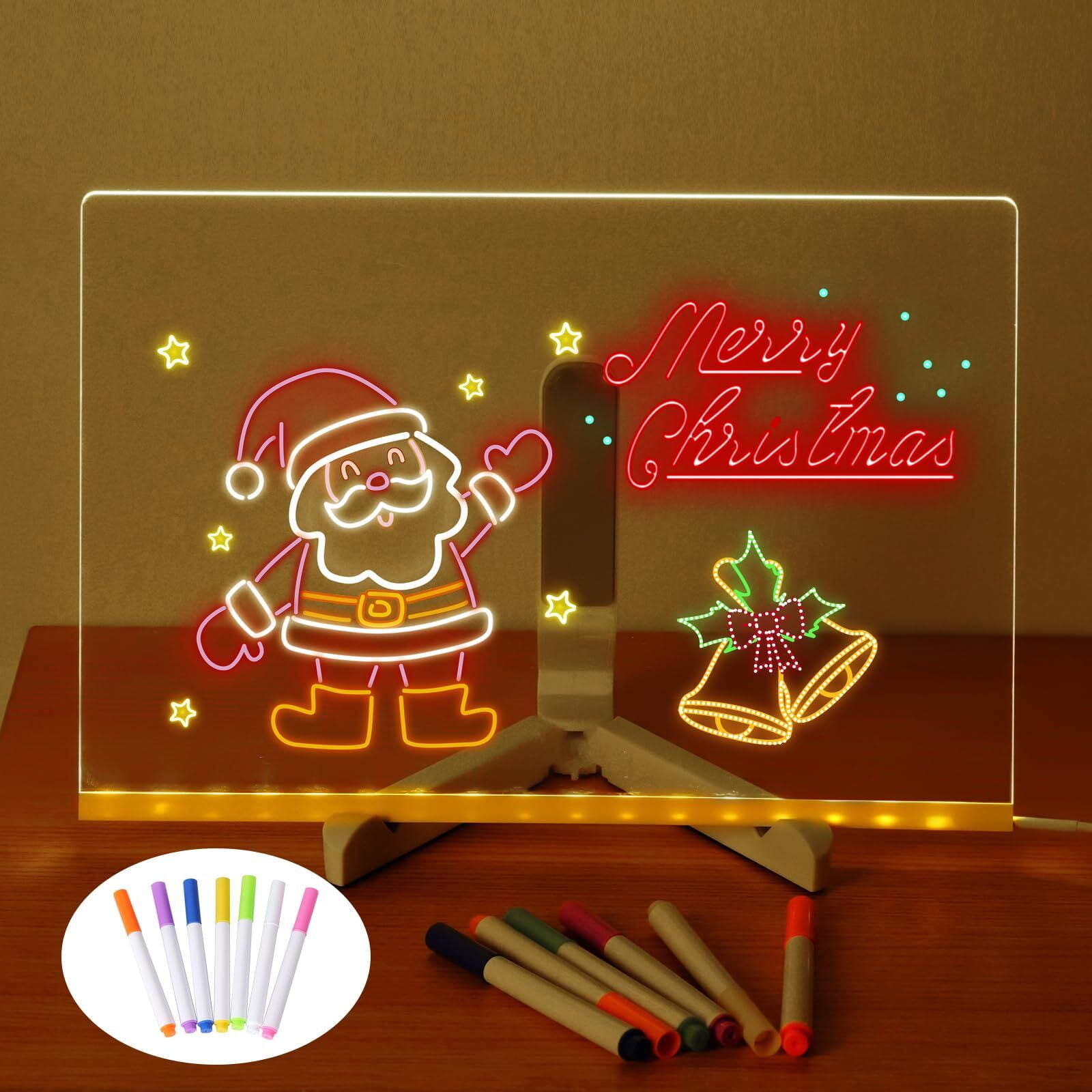 LED Note Board with Colors,PEATOP Acrylic Dry Erase Board with Light