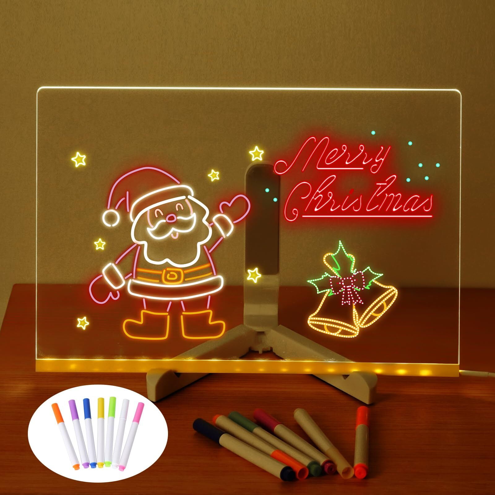 LED Note Board with Colors, PEATOP New Glowing Acrylic Message Marker Board with Light, Light Up Dry Erase Board with Stand As A Glow Memo Letter