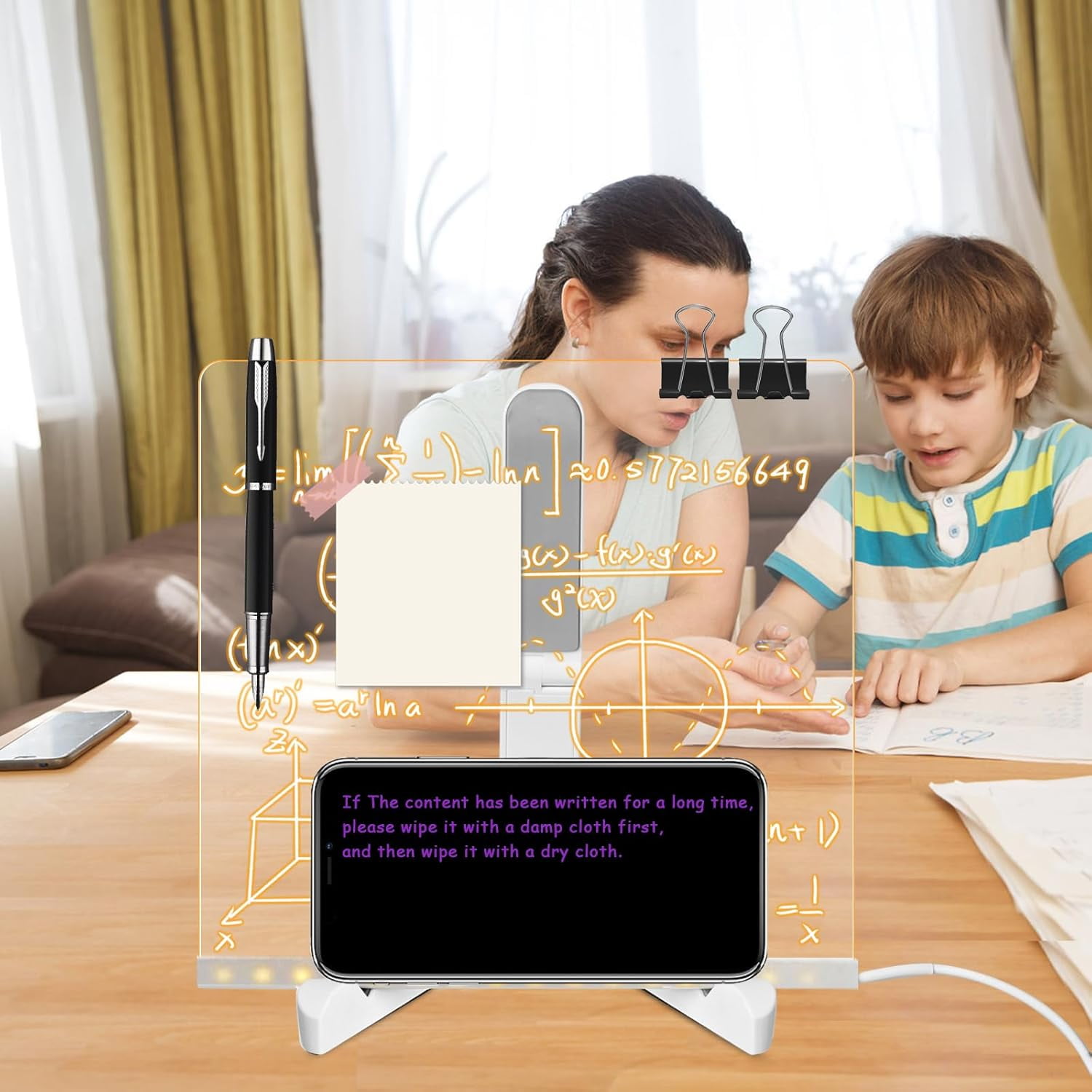 Note Tower LED Color Changing Desktop Whiteboard | Dry Erase Light-Up Board With Storage & Phone Stand | RGB Mood Light For Desk 2 thumbnail image
