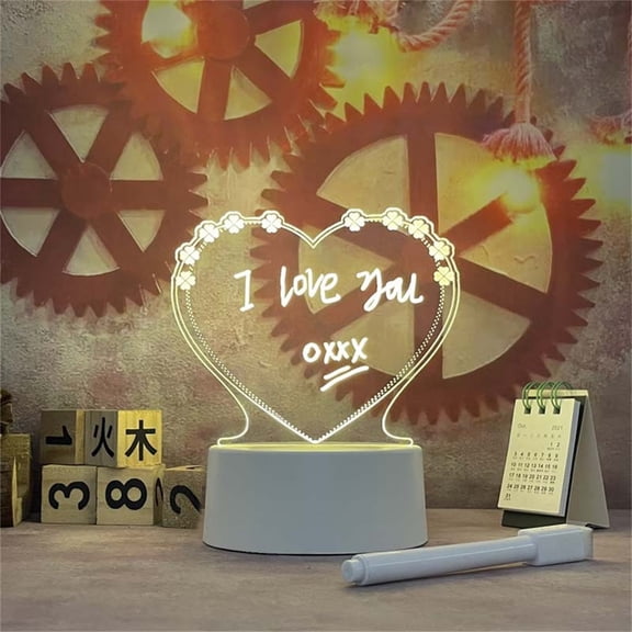 LED Note Board Night Light, USB Powered Acrylic Writing Lamp with Pen, DIY Message Board for Childs Bedroom, Desk, Gift, Holiday Decoration and Creative Personalized Use