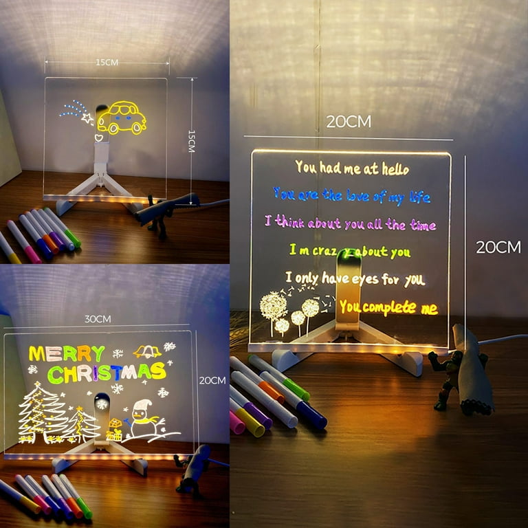 LED Note Board With Colors Glowing Acrylic Message Board Led Drawing Marker Board Light Up D Ry Erasse Board With ADJUSTABLE PLACEMENT ANGLE Stand 1ml