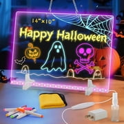 LED Note Board with Colors, 13.7"X10" 4 Modes & 7 Colors Acrylic Dry Erase Board with Light,Birthday, Halloween and Christmas gifts