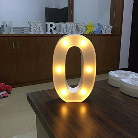 LED Number Light Sign Decorations, Battery Powered LED Decoration, for Night Light, Wedding, Birthday, Party, Home Wall Decor, Shaped 0