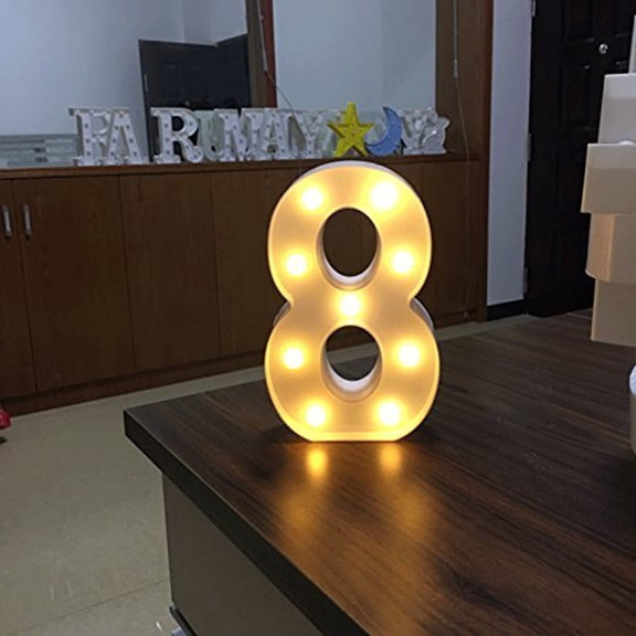 LED Number Light Sign, Warm White Digital Marquee Lamp, Battery Powered Number Night Light for Party Decor