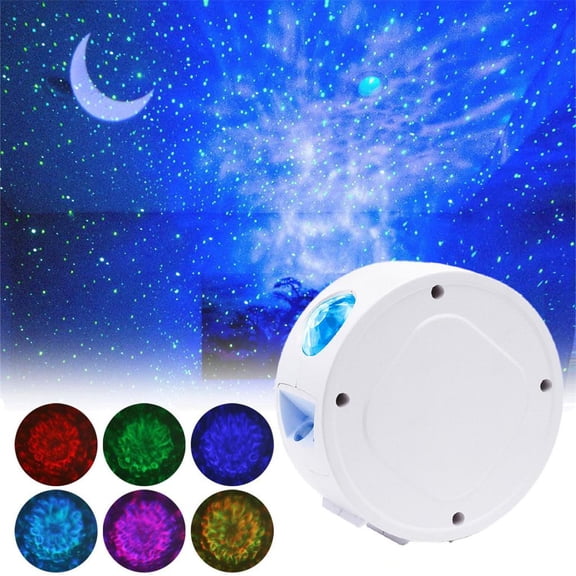 LED Ocean Wave Star Projector Night Sky Lighting Lamp, Rechargeable Battery Operated Nebula Galaxy Light for Room Decor Aesthetic, Holiday Birthday Gifts，White