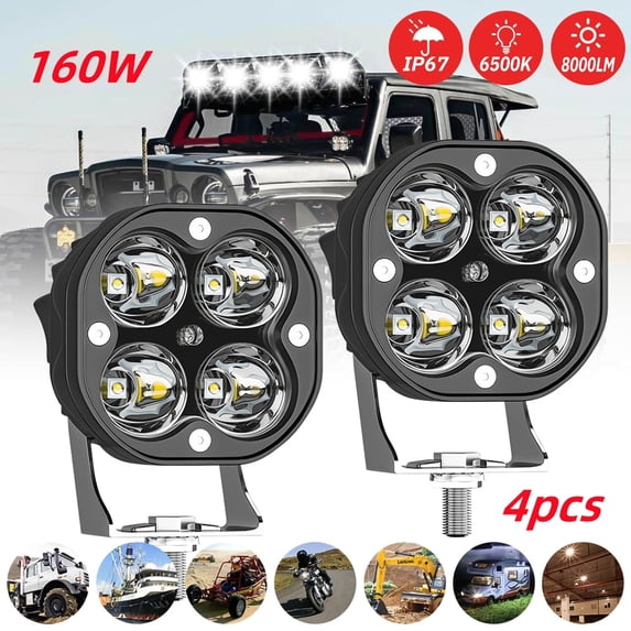 LED Off-Road Driving Fog Light 2Pcs 40W 3 Inch LED Pod Light Work Auxiliary Light Ditch Light Suitable for Motorcycle Truck Car SUV ATV Boat Pickup Truck Tractor