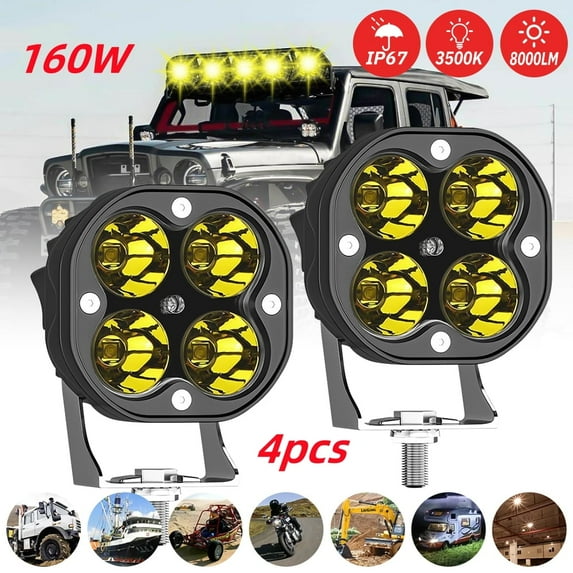 LED Off-Road Driving Fog Light 2Pcs 40W 3 Inch LED Pod Light Work Auxiliary Light Ditch Light Suitable for Motorcycle Truck Car SUV ATV Boat Pickup Truck Tractor
