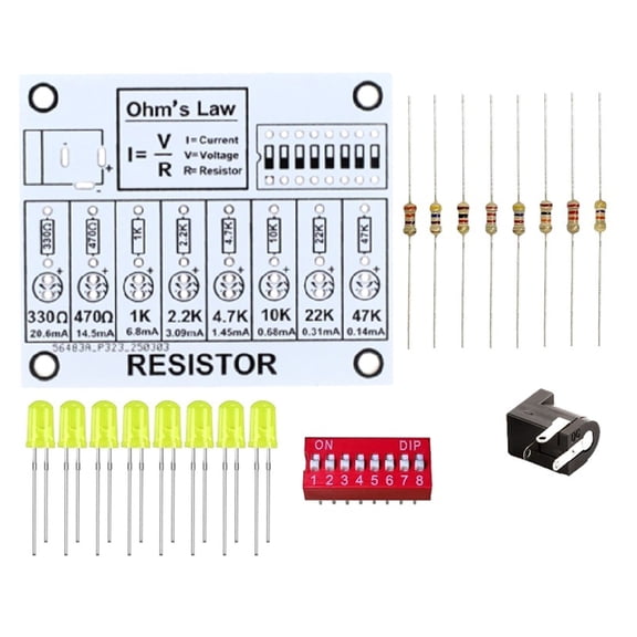 LED Ohms Law Soldering Practice Kit Electronic Teaching Resistor Learning Board