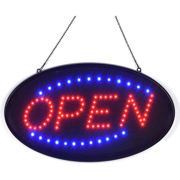 LED Open Sign, 19"x10" Bright High Visibility Advertisement Board Electric Display Sign Flashing Light for Business Walls Window Bar Shop Hotel, Two Modes
