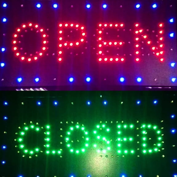 LED Open Sign for Business. Bright 19 x 10" Advertisement Board OPEN&CLOSE Sign High Visibility Electric Display Sign, Flashing & Steady Light for Business Walls Window Shop Bar Hotel