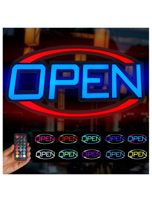 LED Open Sign for Business, Bright Lighted Neon Sign Ultra Bright RGB Hanging Flashing Display for Shop, Restaurant, Bar, Storefront