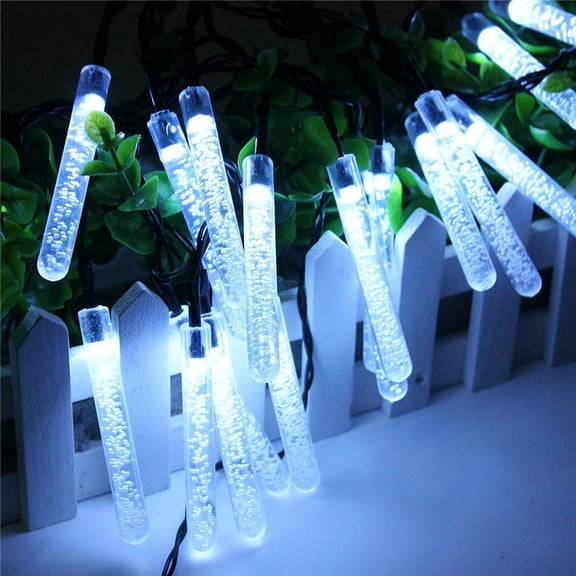 LED Outdoor Lights 20 Tube Meteor Shower Rain Lights Solar Powered Icicle Raindrop Snow Falling Lights Cascading Lighting for Garden Outdoor Patio Holiday Wedding Party Decoration (Warm White)