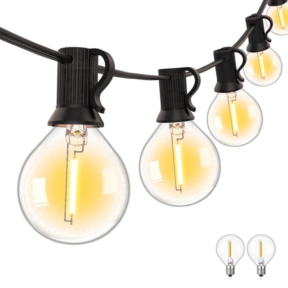 49Ft LED Outdoor String Lights G40 Globe Dimmable Waterproof Hanging String Light with 25 Clear Bulbs, for Decorative Garden