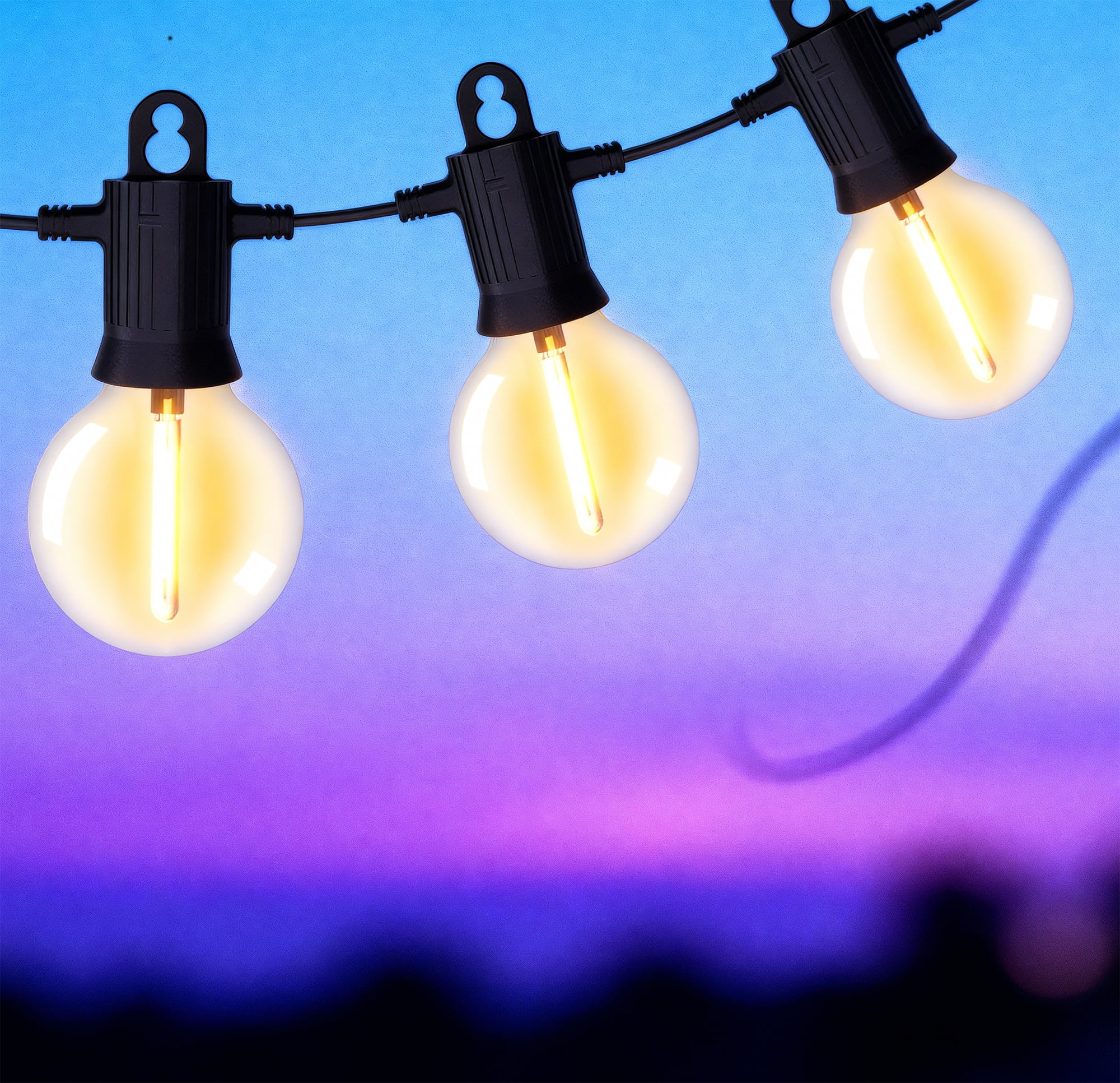 BeatiNeon 50ft G40 Outdoor String Lights, 25 Bulb Patio Lights with Shatterproof Plastic & Waterproof, Connectable Up to 34 Sets, 2700K Warm White for Porch, Yard, ETL Listed