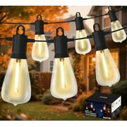 BeatiNeon Outdoor String Lights, 100 Feet ST38 LED Patio Lights with 52 Edison Plastic Bulbs(2 Spare), Waterproof Connectable Hanging Lights for Backyard Porch Balcony Party Decor,E12 Socket Base