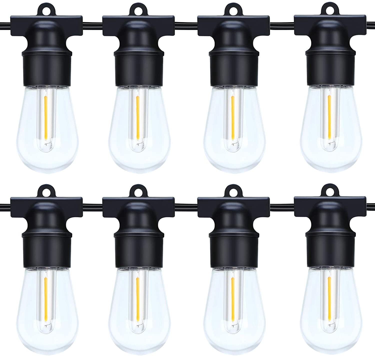 LED Outdoor String Lights 96ft Patio Lights with 31 Bulbs(1 Spare) 2700K Shatterproof Waterproof Plastic Bulbs UL Listed