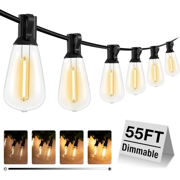 LED Outdoor String Lights with Dimmer, Waterproof Patio Lights with ST38/G40 Vintage Edison Bulbs, Warm White Outside Hanging Light with Timer for Yard Gazebo PartyThe Length, Bulb Model and Quantit