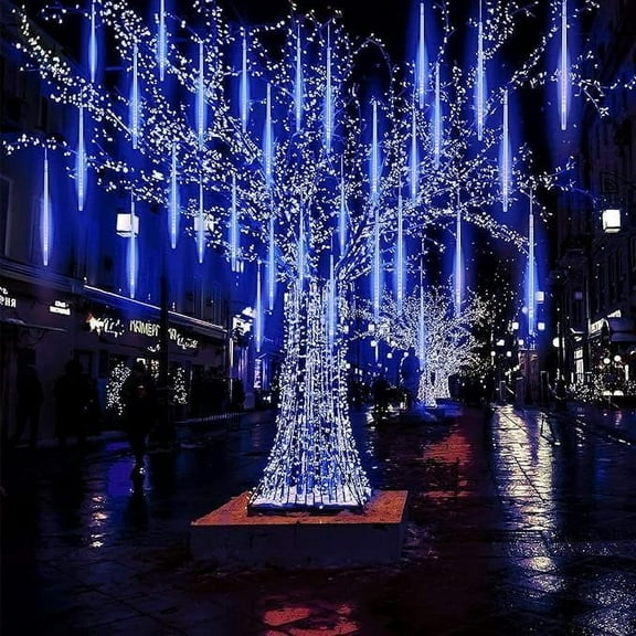 LED Outdoor String, Rain Lights,Meteor Lights,Meteor rain Lights 30cm 10 Tube Solar rain Lights with for Christmas Parties Wedding Christmas Tree