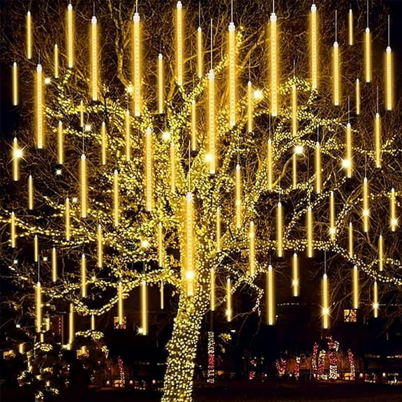 LED Outdoor String, Rain Lights,Meteor Lights,Meteor rain Lights 50cm 10 Tube Solar rain Lights with for Christmas Parties Wedding Christmas Tree