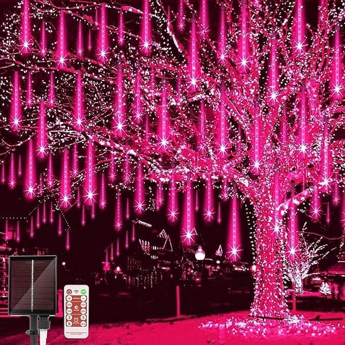 LED Outdoor String Solar, Rain Lights,Meteor Lights,Meteor rain Lights 30cm 10 Tube Solar rain Lights with for Christmas Parties Wedding Christmas Tree