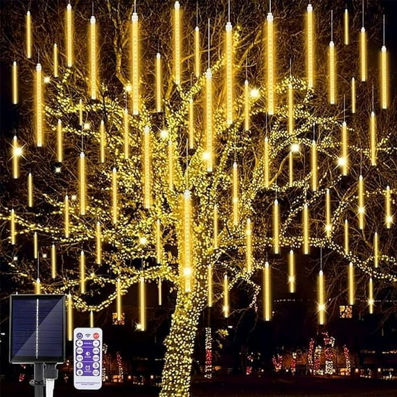 LED Outdoor String Solar, Rain Lights,Meteor Lights,Meteor rain Lights 30cm 10 Tube Solar rain Lights with for Christmas Parties Wedding Christmas Tree