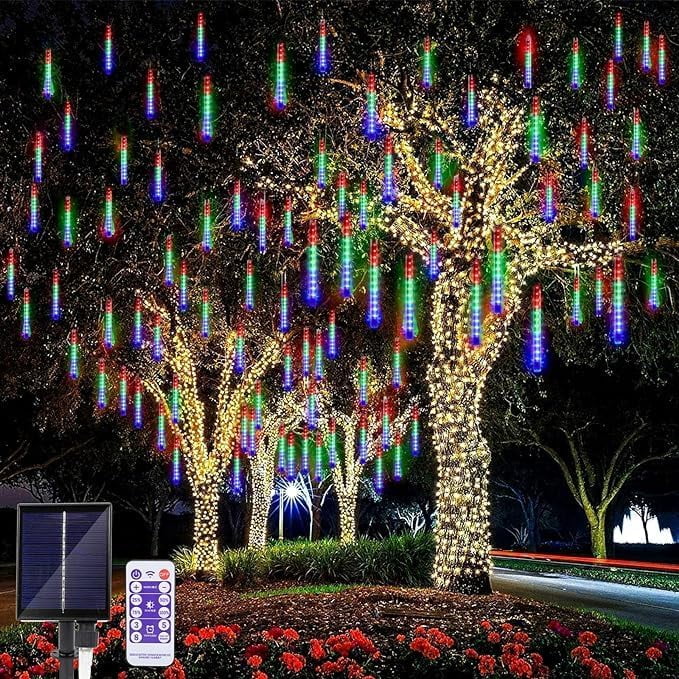 LED Outdoor String Solar, Rain Lights,Meteor Lights,Meteor rain Lights 30cm 10 Tube Solar rain Lights with for Christmas Parties Wedding Christmas Tree