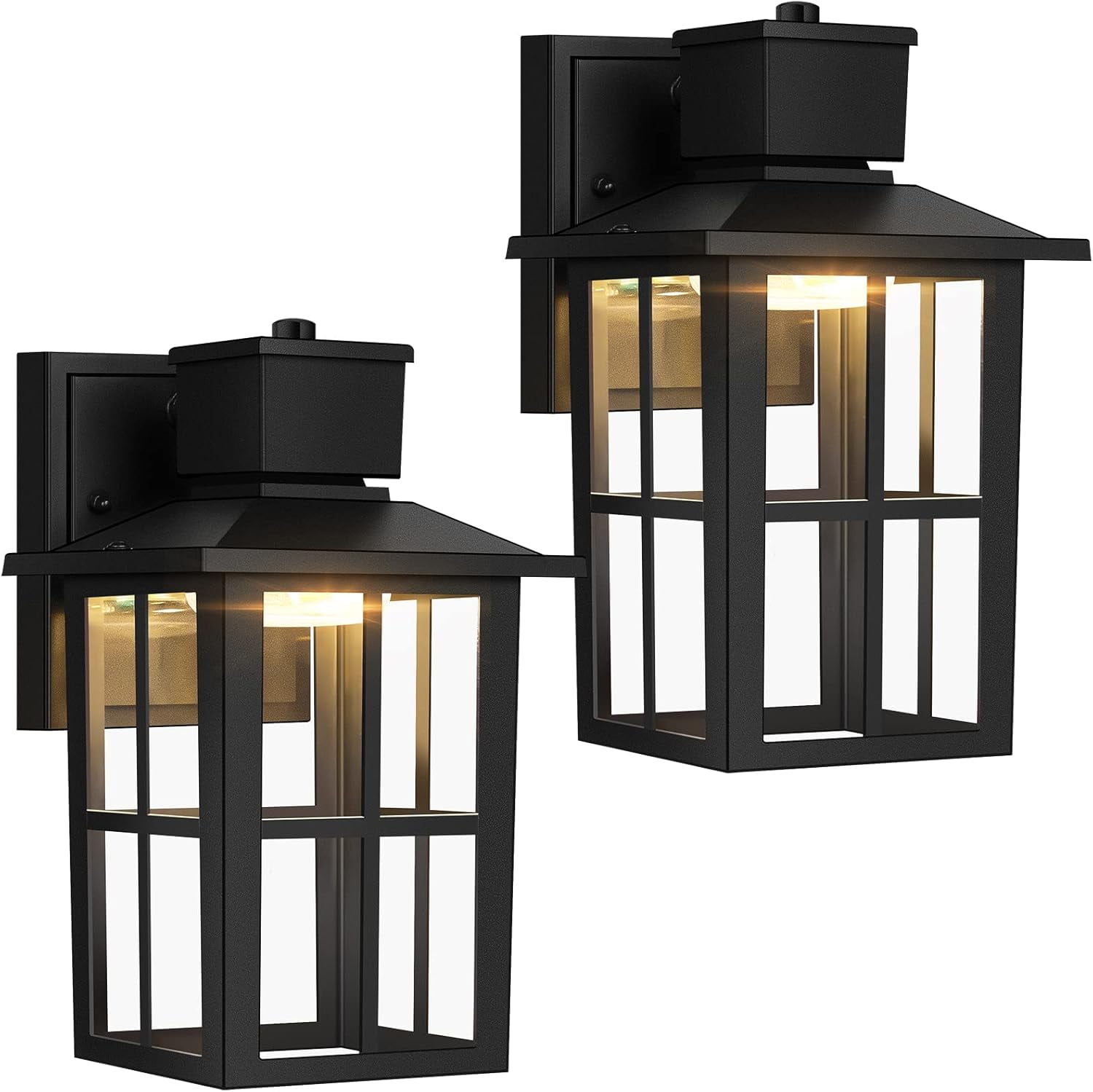 LED Outdoor Wall Lights, 10W Black Exterior Light Fixture with Clear