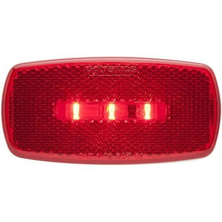 LED Oval Red Marker & Clearance Light with Reflex, Black Base