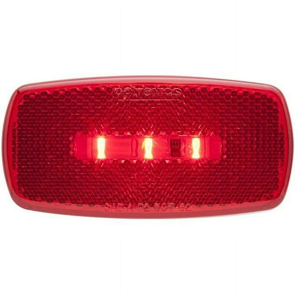 LED Oval Red Marker & Clearance Light with Reflex, Black Base