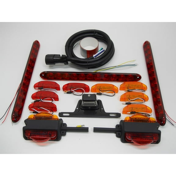 LED Over 80" Trailer Marker Brake Turn Tail Light Kit / Wiring / License Light