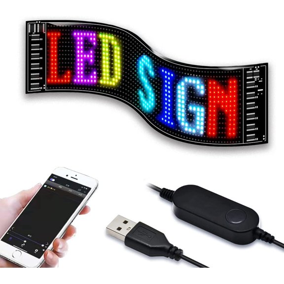 LED Panel APP Control USB 5V Flexible LED Screen Scrolling Text Animation Sign for Windows, Shop, Bar and Entrance