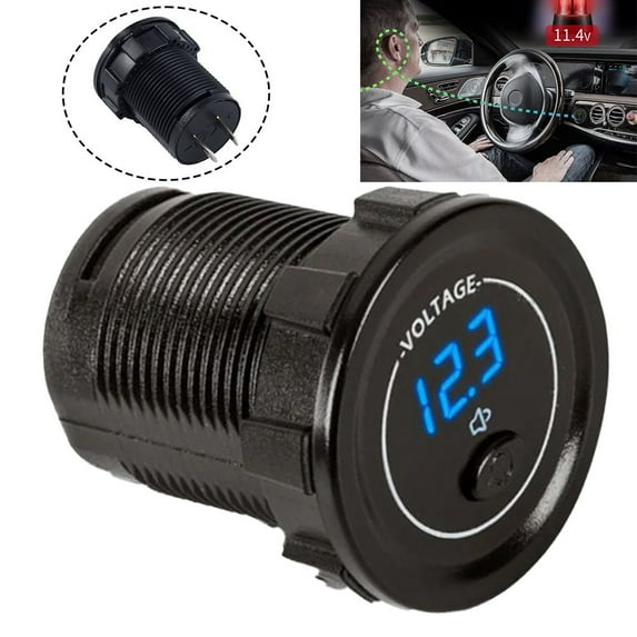 LED Panel Digital Voltage Meter Low Voltage Alarm For Motorbike Car Boat 12V-24V