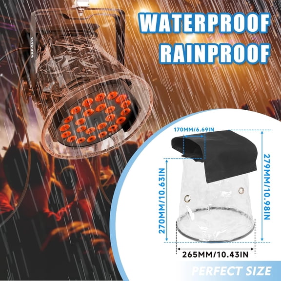 LED Par Light Rain Cover, Waterproof Outdoor Par Light Protection, Weather Shield for Stage Lighting, Hanging Mini LED Light Rainproof and Dustproof Accessories 4Pack transparent