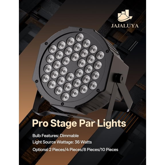 LED Par Lights 36 LED Stage Lights 9 Modes RGB DJ Lights with Sound Activated Remote and DMX Control DJ Uplightingfor Birthday Party Events Wedding Christmas Stage Lighting (2 Packs)