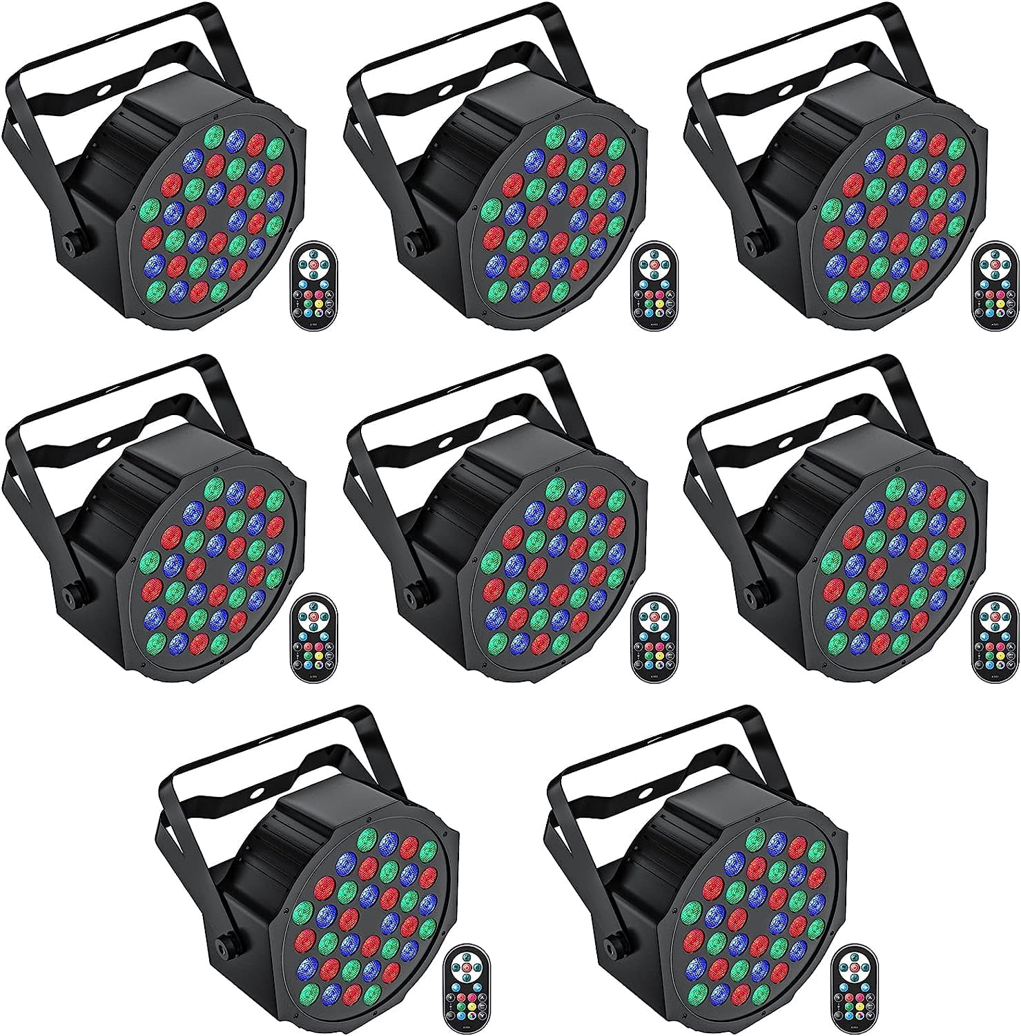LED Par Lights DJ Stage Light RGB 36 LED with Sound Activated Remote Control DJ Uplighting for Wedding Party Club Christmas Stage Lighting (8 Packs)
