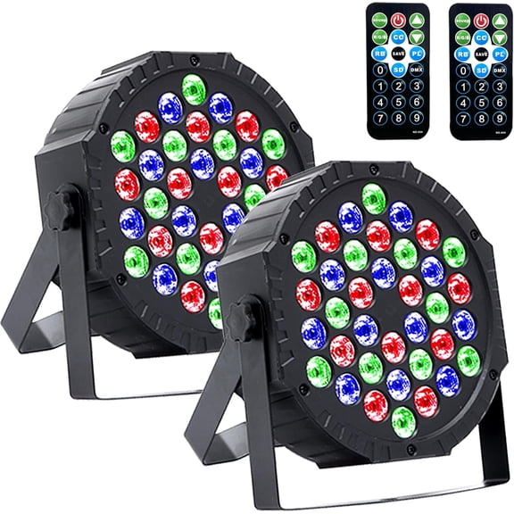 LED Par Lights with DMX Control,DJ Stage Light RGB 36 LED Uplights with Sound Activated Remote Control DJ Stage Lighting Indoor for Christmas Wedding Party Disco Club Stage Bar(2 Packs)