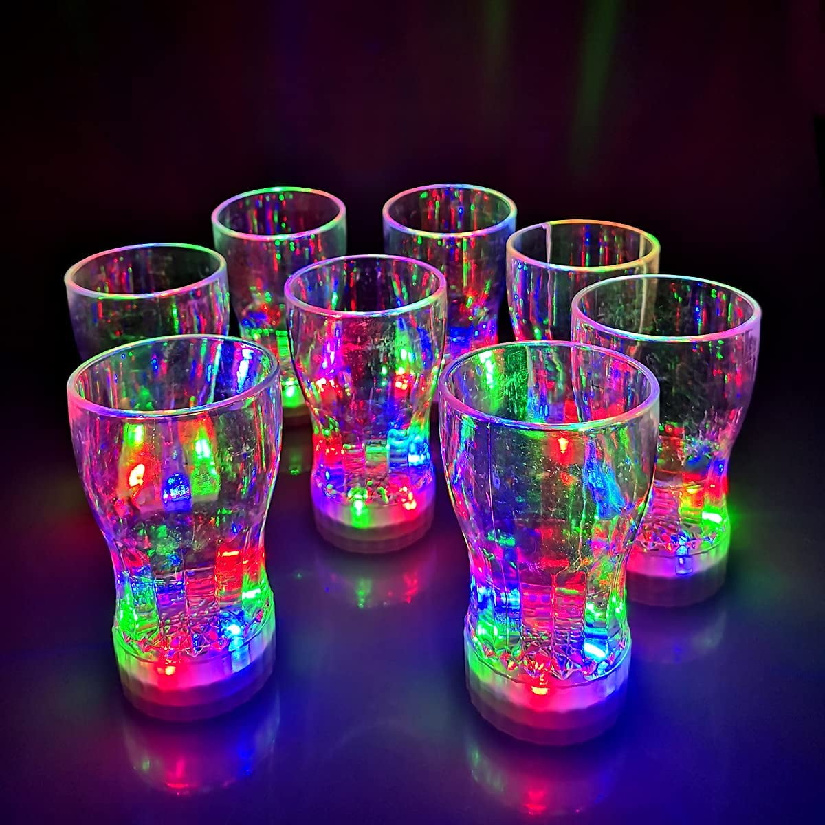 LED Party Tumblers Light Up Flashing Multi Color Cola Juice Party Cup 11 oz Set of 4