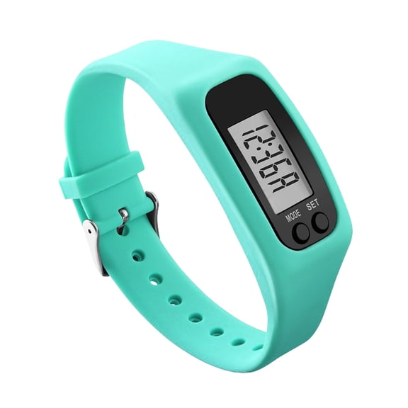 LED Pedometer Bracelet for Men Women, Multi-Function Silicone Step Counter Watch with Calorie & Distance Tracking for Daily Fitness (Green)