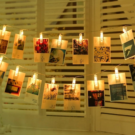 LED Photo String Lights-40 Photo Clips Battery Powered Fairy Twinkle Lights, String Lights Indoor,Wedding Party Christmas Home Decor Lights for Hanging Photos, Cards and Artwork ( Warm White)