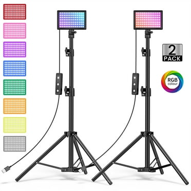 LED Photo Video Light kit, 2Pcs Remote Control Dimmable USB LED Continuous Light Photography Light with Tripods, 10 Brightness Level and 9 Color Filters for Photo Studios, YouTube, TikTok