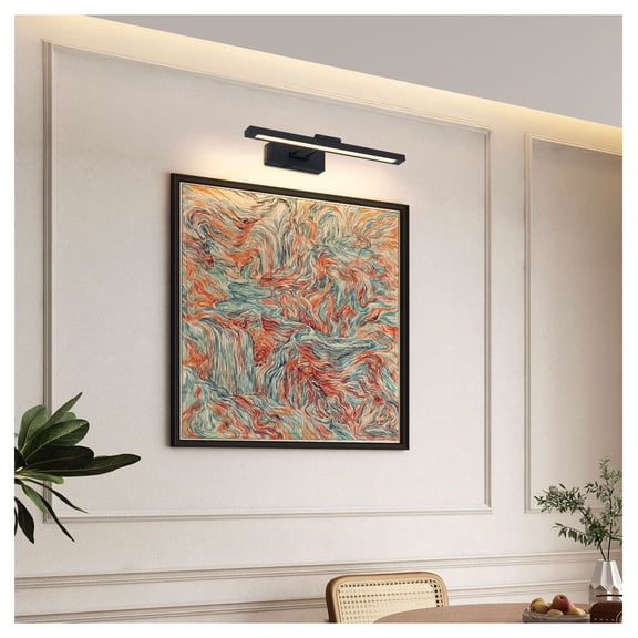 LED Picture Light Battery Operated, Dimmable Art Wall Sconce with Remote - 16in Rechargeable Gallery Light for Paintings, Adjustable Swing Arm Display